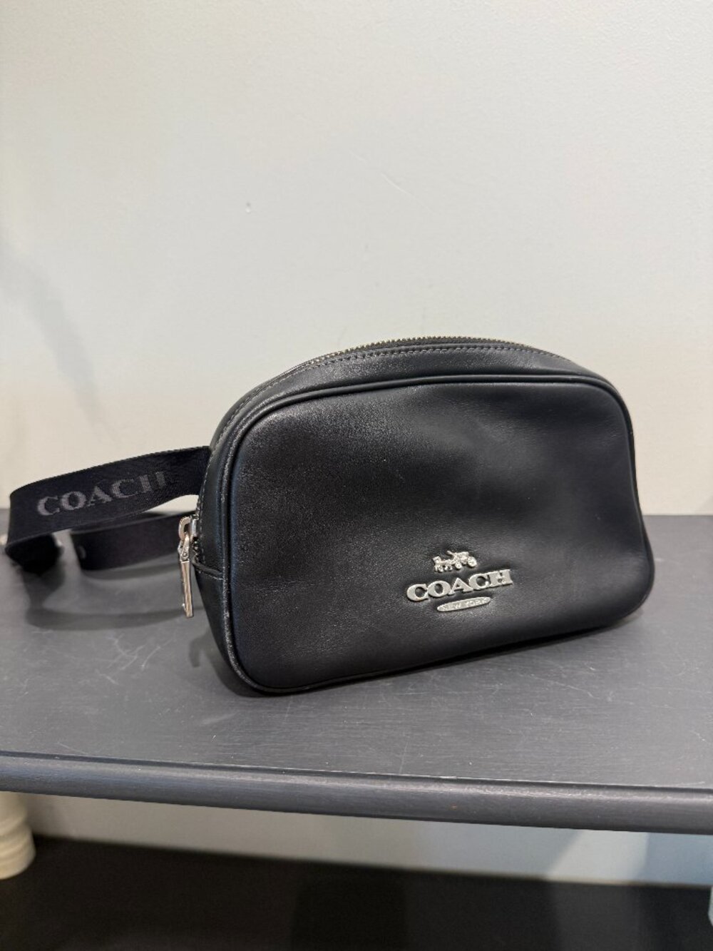 Coach Black Leather Belt Bag / Waist Pack